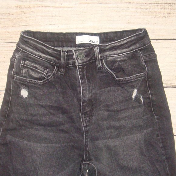 Flying Monkey Vervet Black Distressed 11" Rise Remi Mom Jeans 26 - Picture 5 of 10